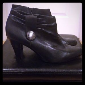 Michelle D Black Leather Booties